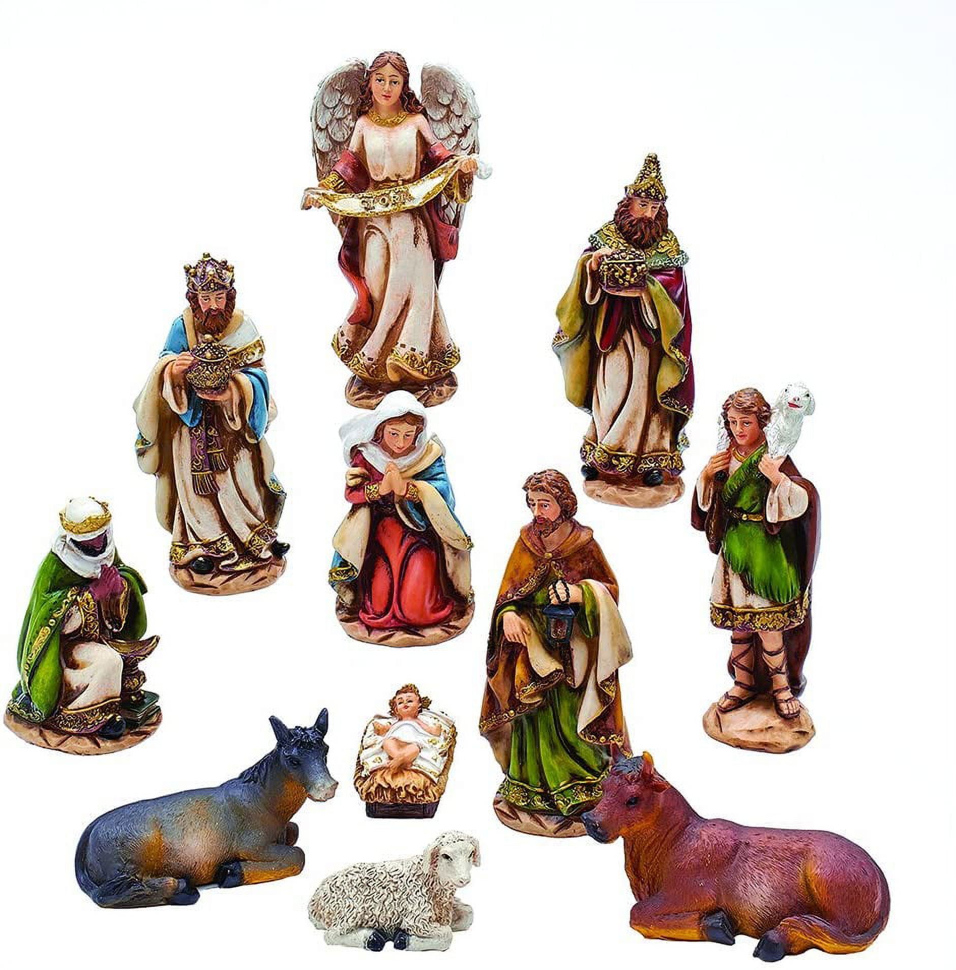 Resin Detailed Nativity Scene Set with 11 Colorful Figures