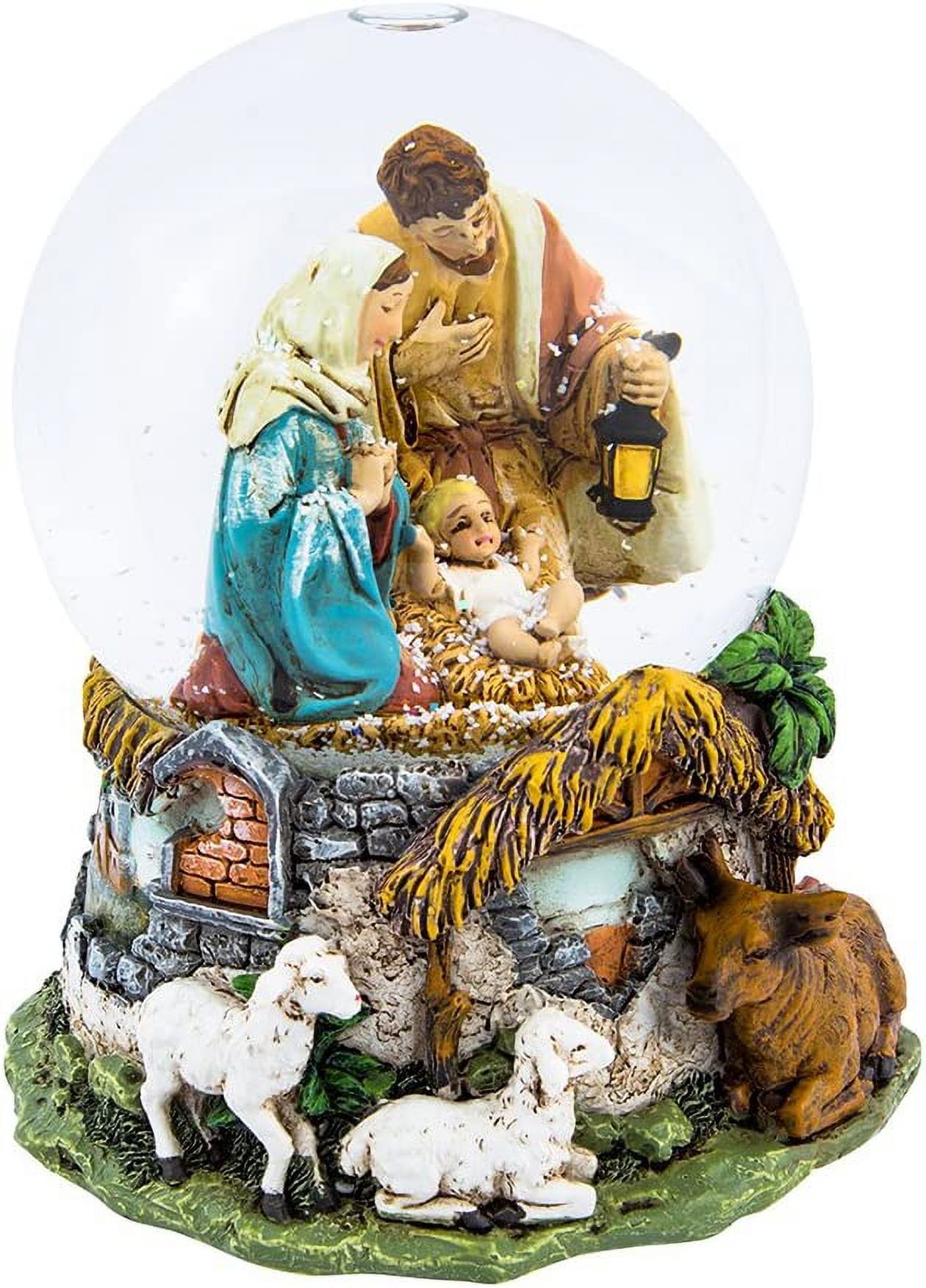 Holy Family Musical Water Globe with Stable and Animals