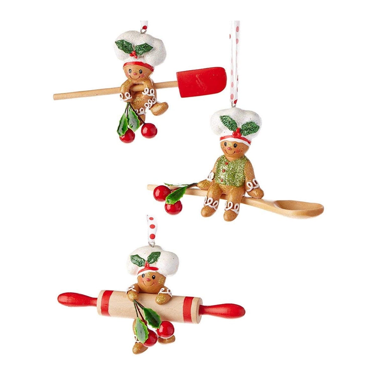 Gingerbread Chef Baking Tool Ornament Set, 4-Inch, Multicolor, Resin