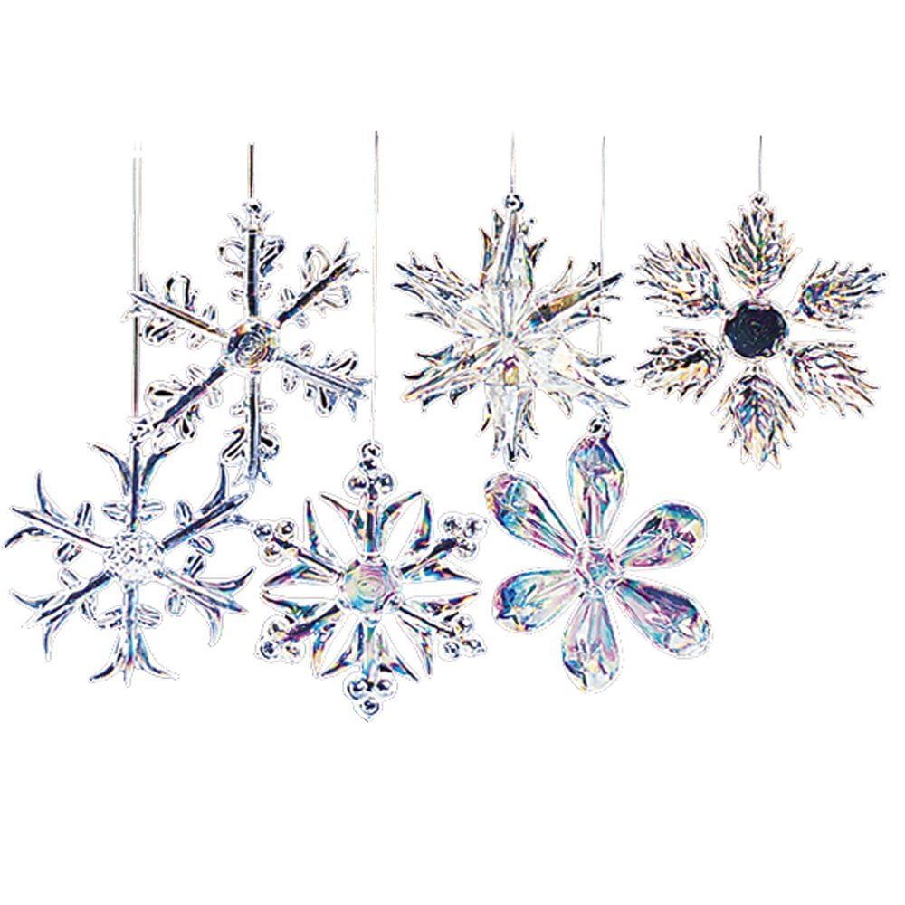 Kurt Adler 2" Glass Iridescent Snowflake Christmas Ornaments, 12-Piece Set