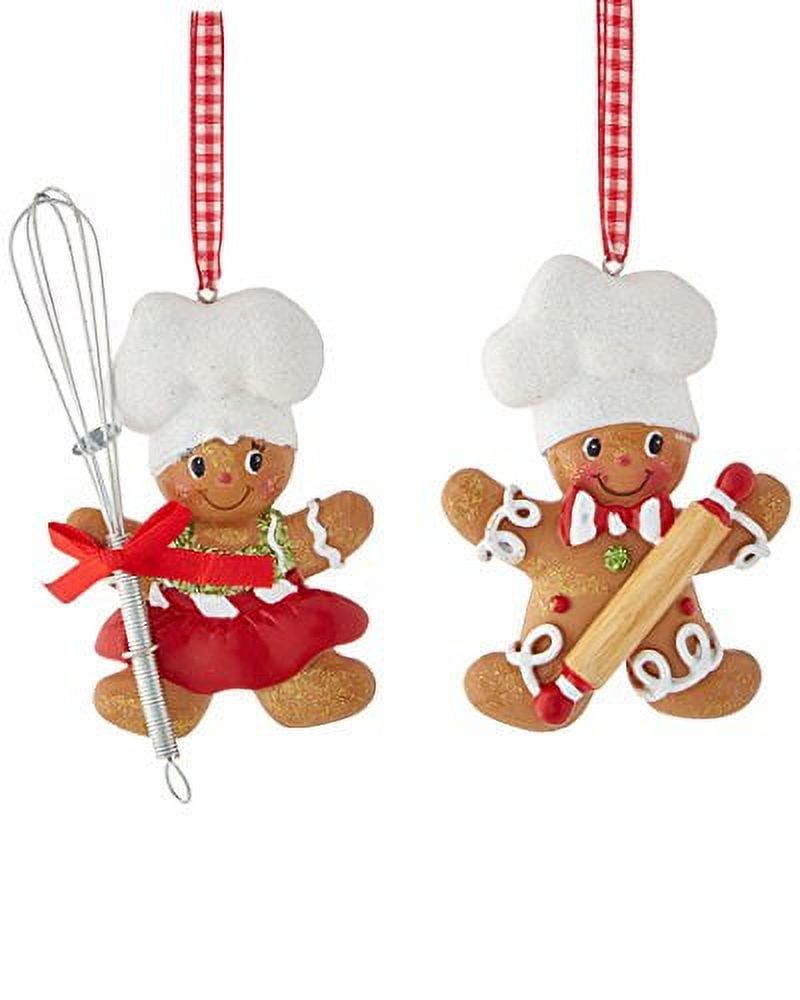 Resin Gingerbread Boy and Girl Chef Ornament Set