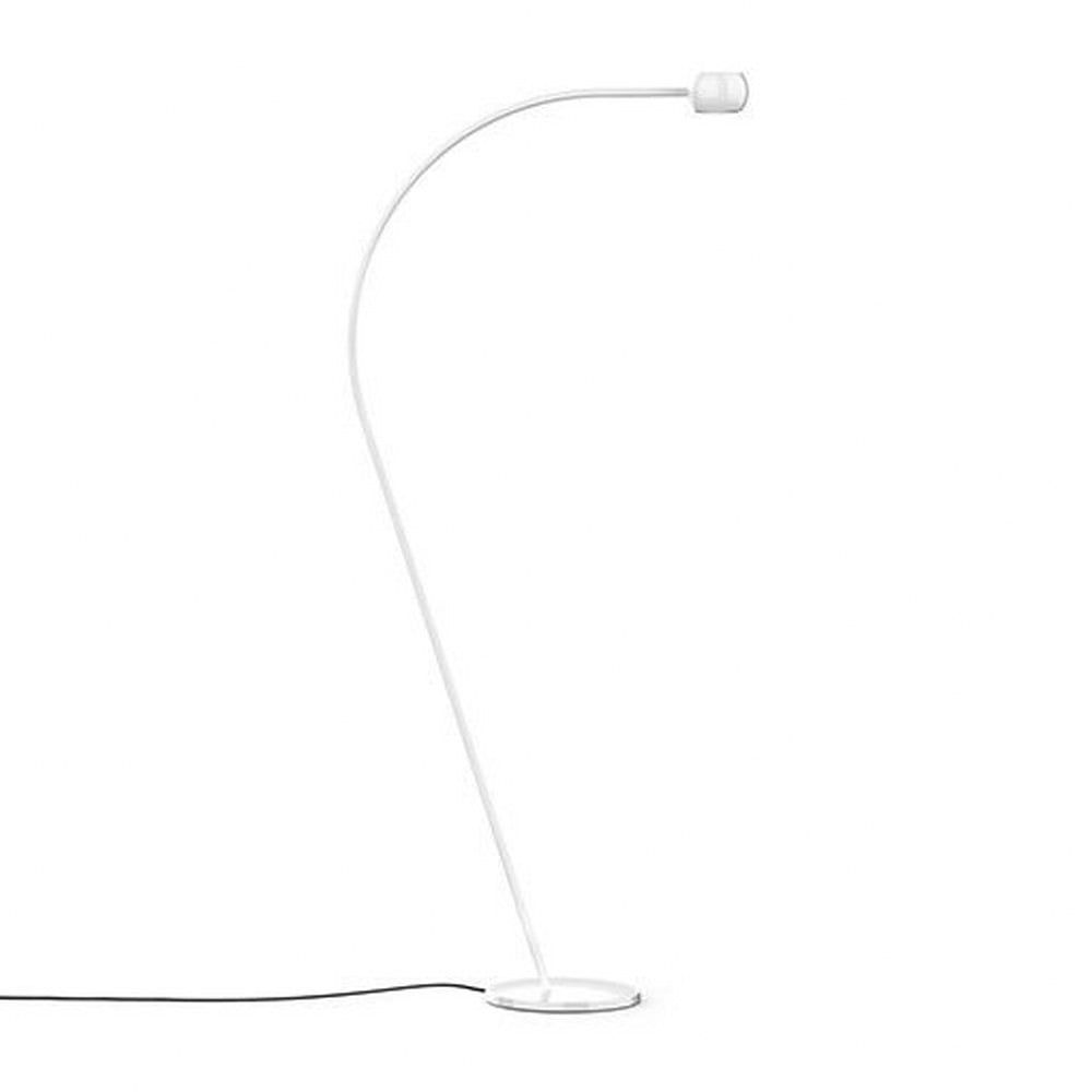 Adjustable White Aluminum Floor Lamp with Frosted Glass Diffuser