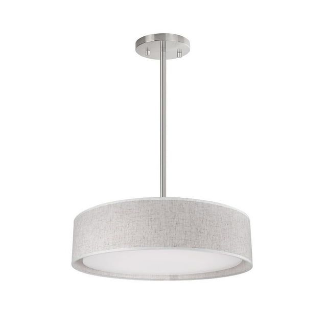 Dalton 16" Round LED Pendant with Textured Fabric Shade - Black