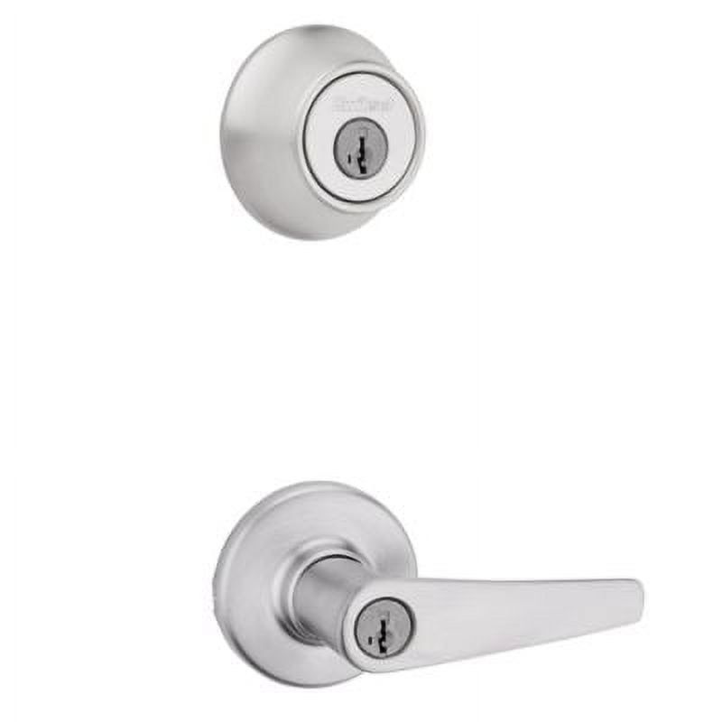 Satin Chrome Single Cylinder Deadbolt and Lever Combo