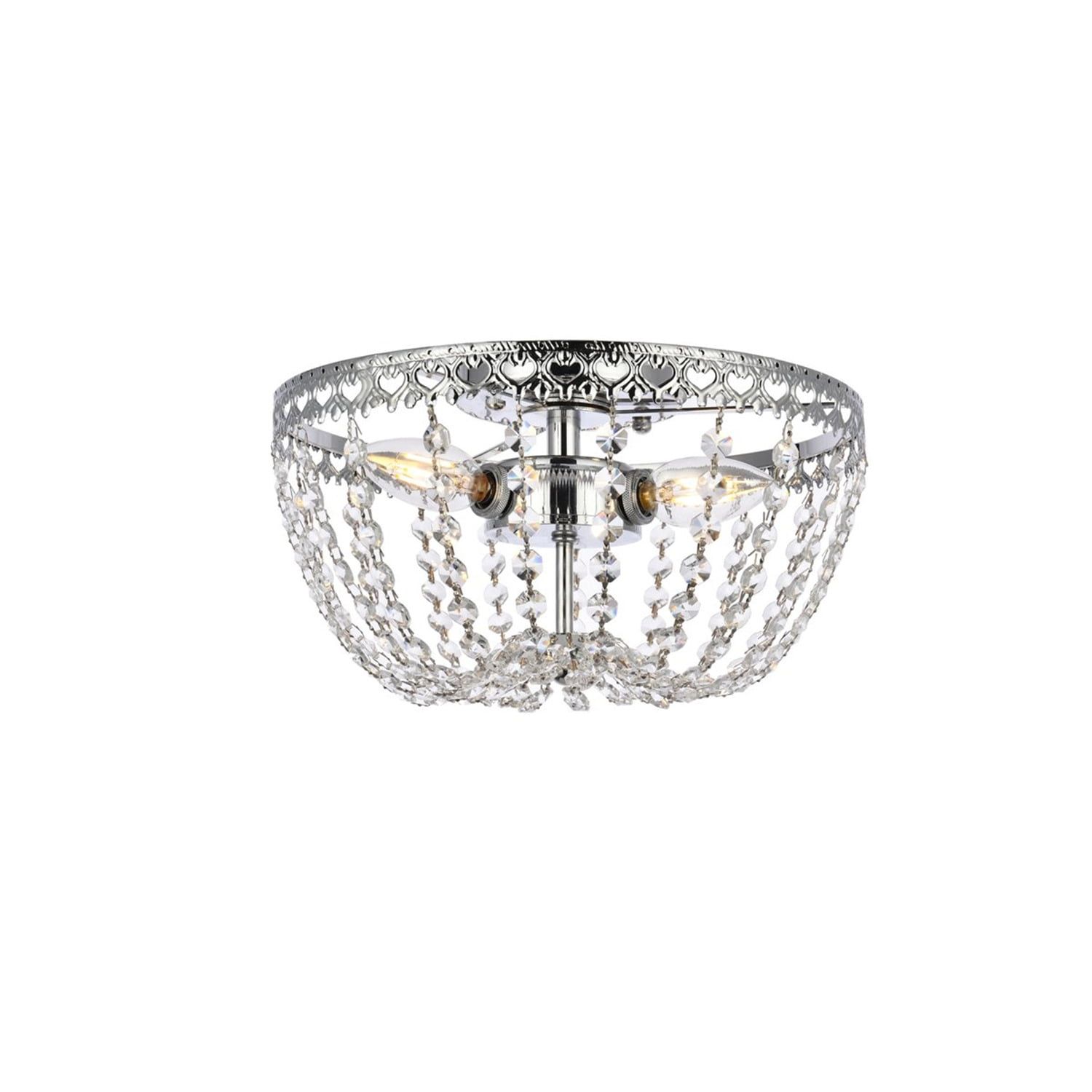 Elegant Chrome Crystal 3-Light Flush Mount with Hand Painted Finish