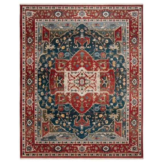 Elegant Medallion 8' x 10' Red Synthetic Rectangular Rug