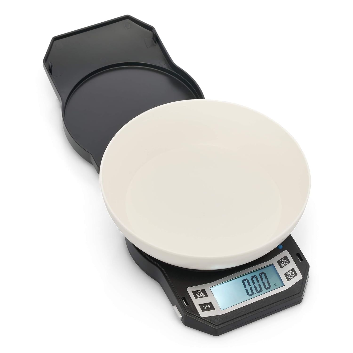 Compact Black Digital Kitchen Scale with Removable Bowl