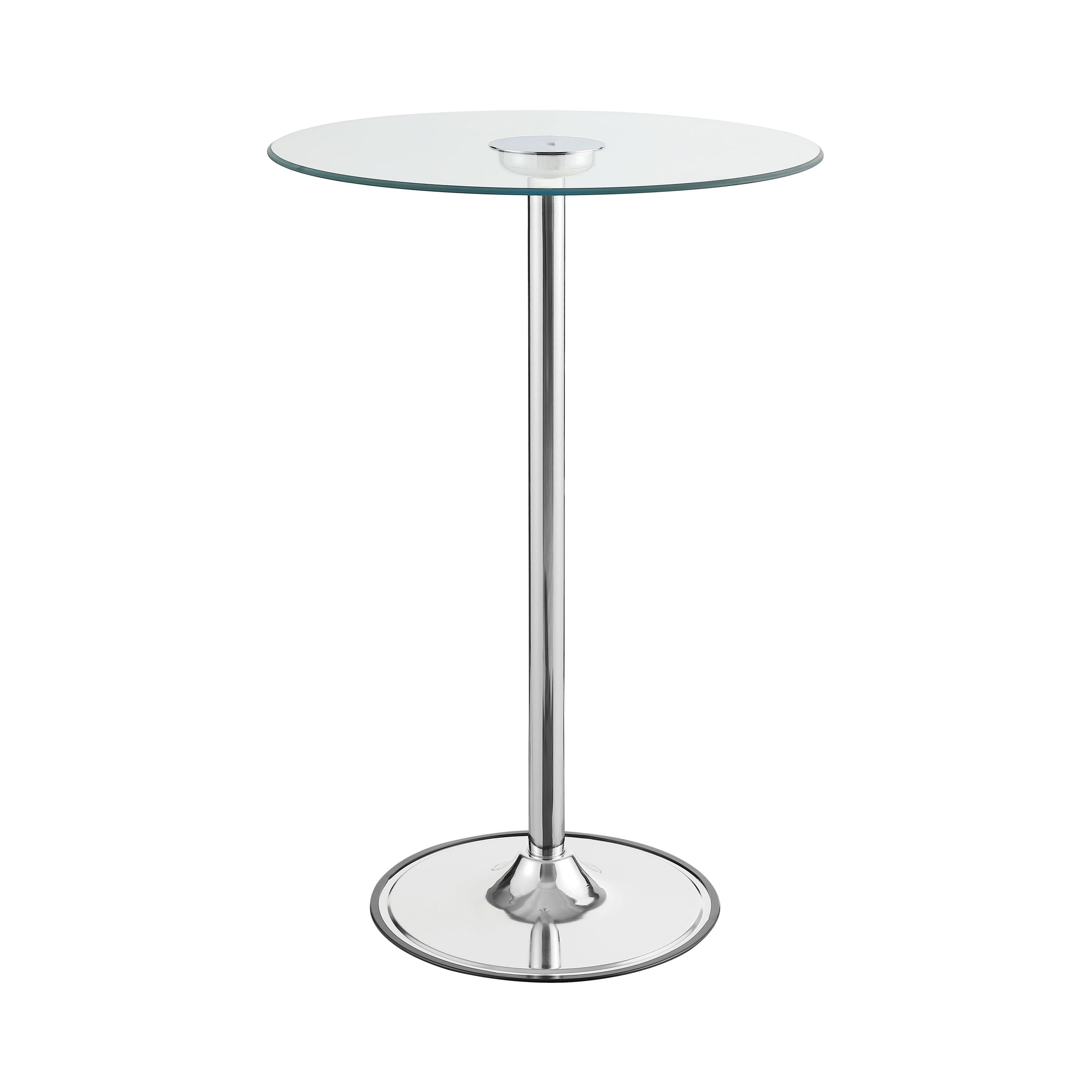 Round Clear Glass Extendable Bar Height Table with Chrome Base