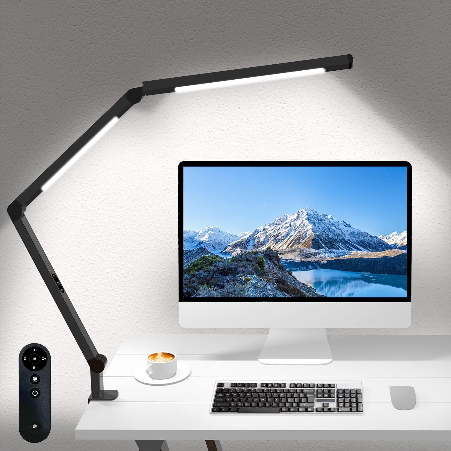 Adjustable Black Aluminum Clip-on LED Desk Lamp with Touch Switch