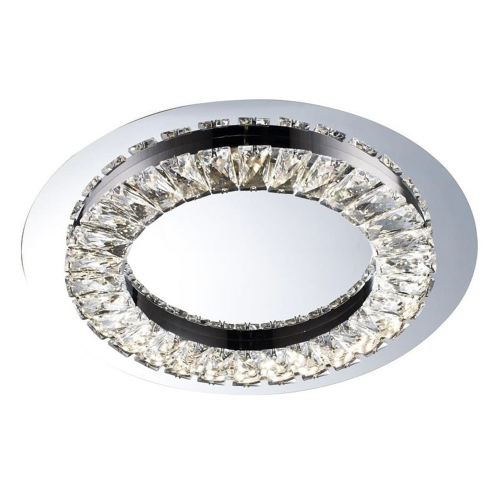 14.9" Chrome LED Flush Mount with Clear Crystal Border