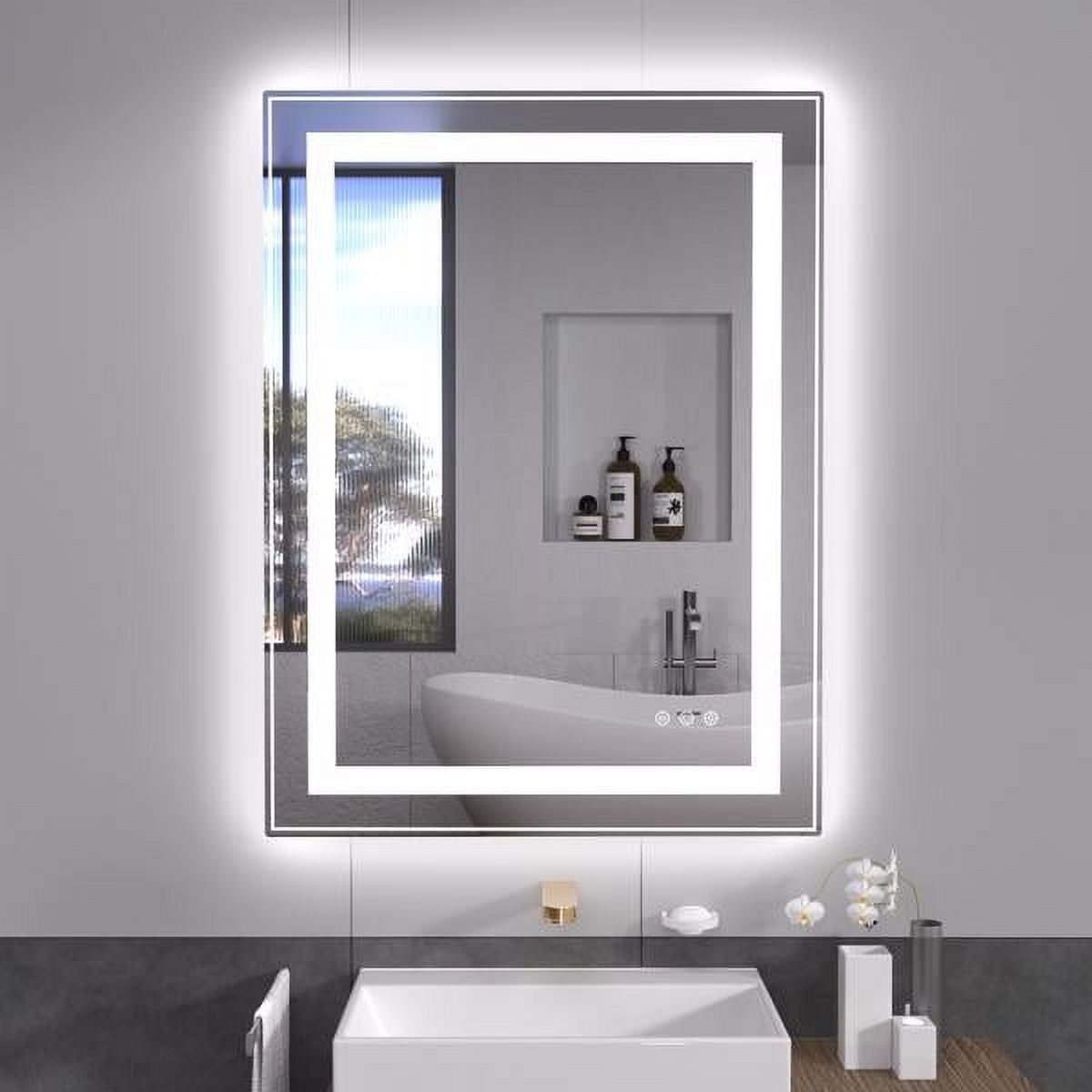 36x24 Frameless LED Bathroom Vanity Mirror with Anti-Fog and Dimmable Lights