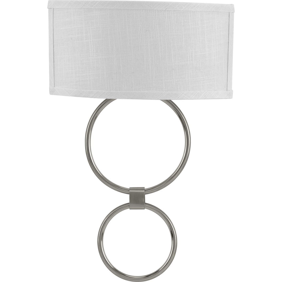 Brushed Nickel Circle LED Wall Sconce with Linen Shade