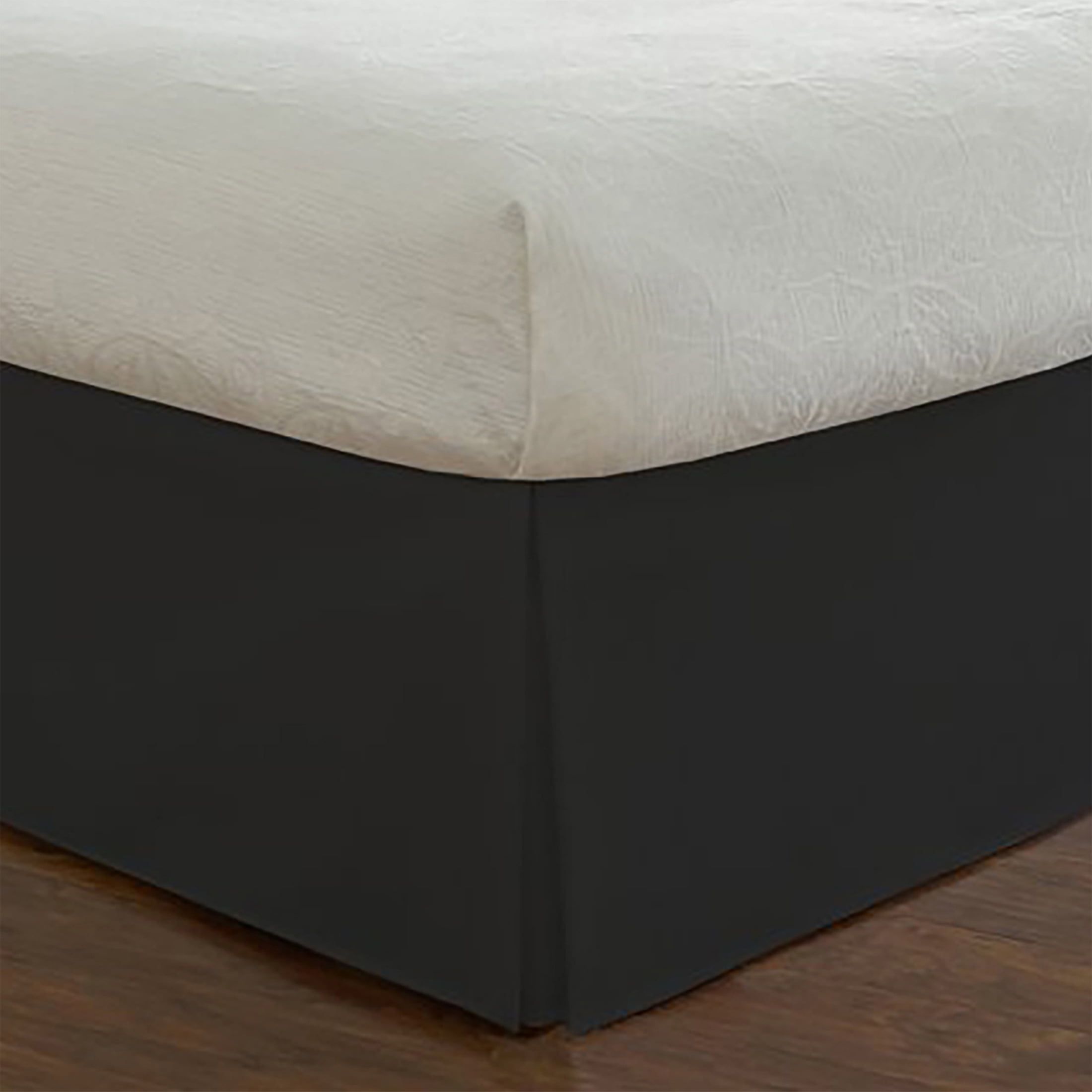 Full Black Microfiber Tailored Bed Skirt with 14-inch Drop