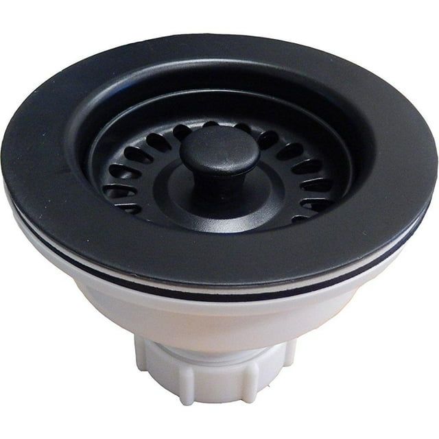 Black Durable Plastic Kitchen Sink Basket Strainer for 3-1/2" Drain