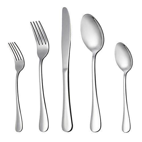 LIANYU 20-Piece Mirror Polished Stainless Steel Flatware Set