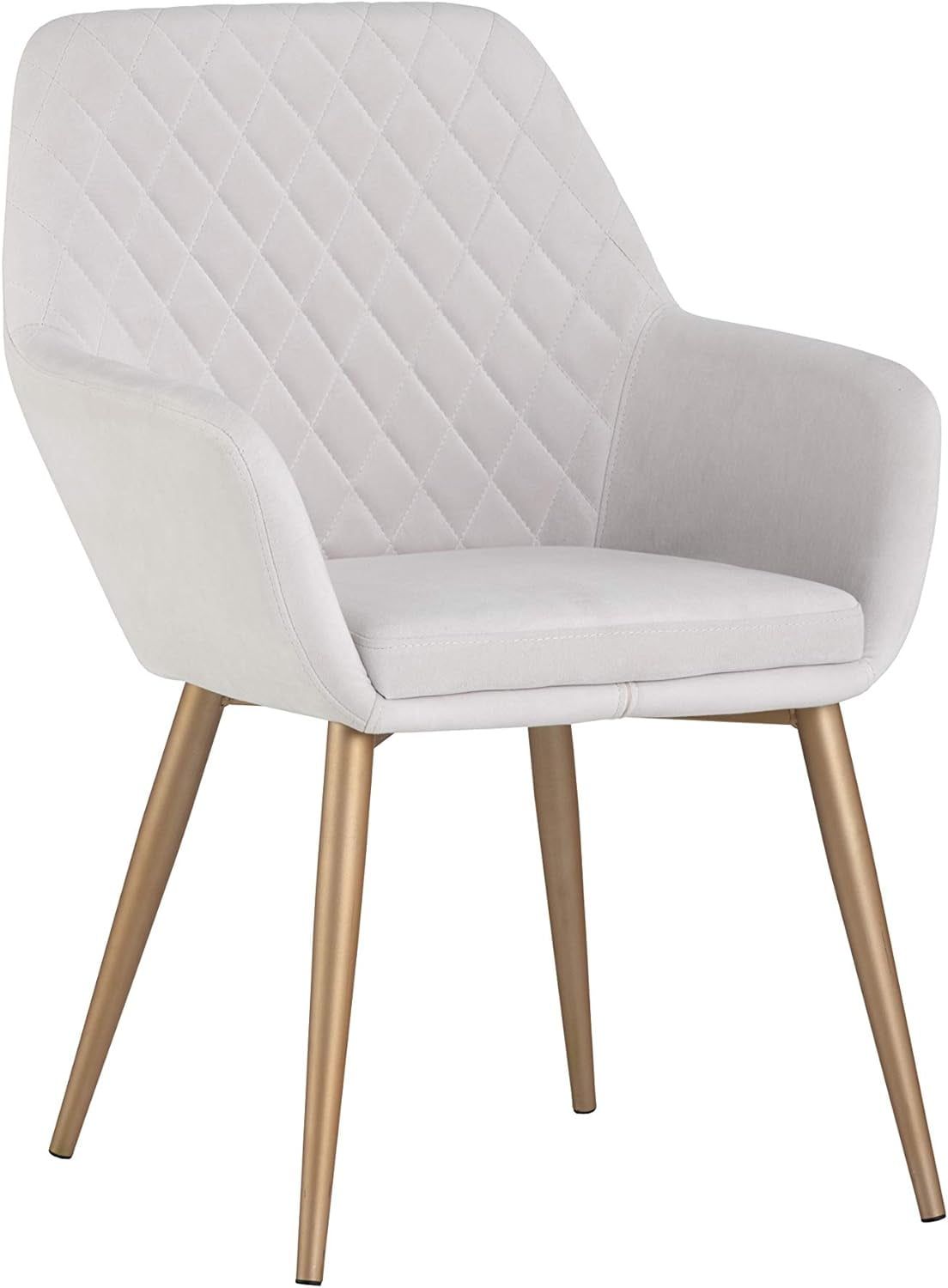 Antonio Linen Upholstered Arm Chair with Champagne Gold Metal Frame