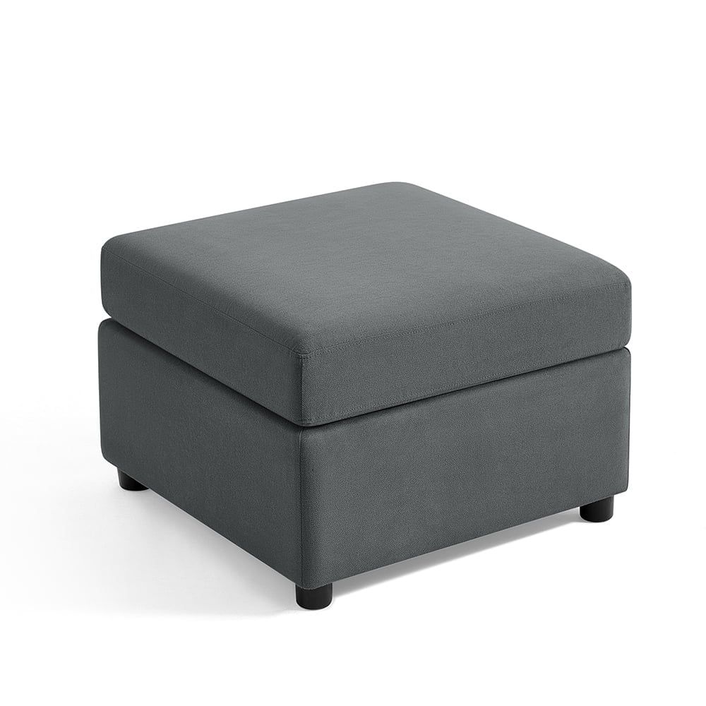 Dark Gray Polyester Fabric Storage Ottoman with Alloy Steel Frame