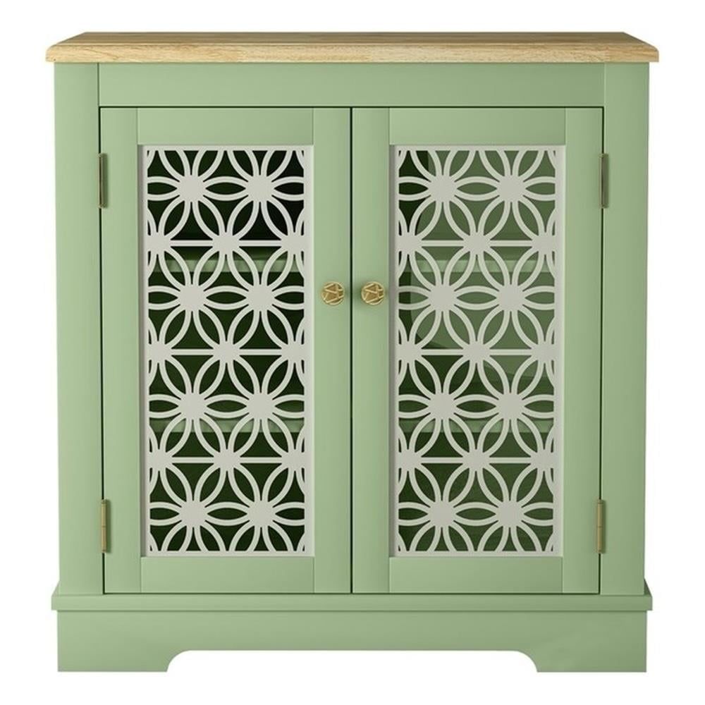 Green Medium-Density Fiberboard Sideboard Buffet with Decorative Doors