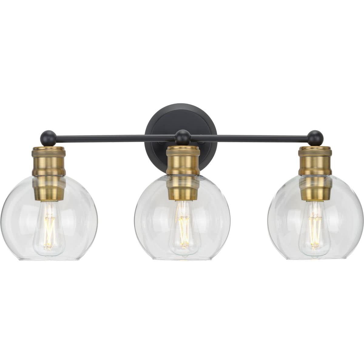 Hansford Antique Bronze and Brass 3-Light Vanity Fixture