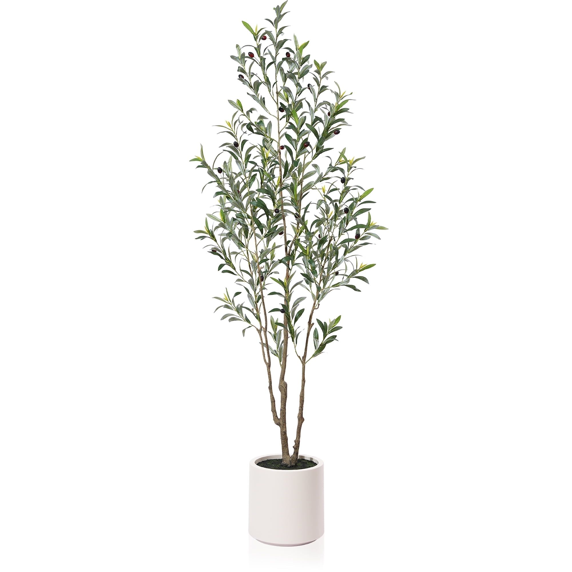 6-Foot Tall Artificial Olive Tree with White Planter