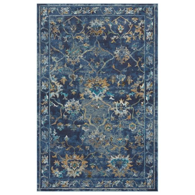 Indigo Floral 5' x 8' Synthetic Area Rug