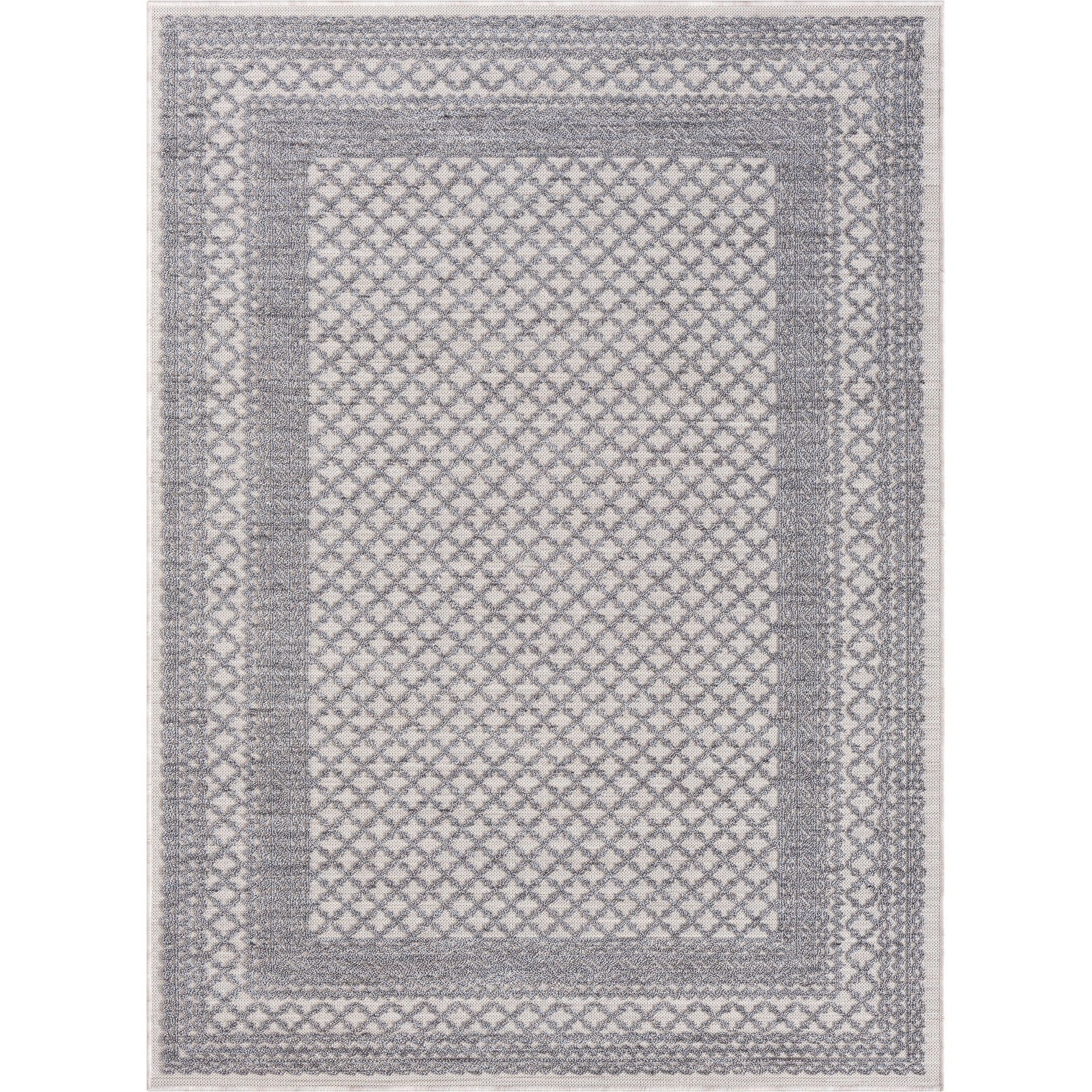 Winona Reversible Blue Geometric 8' x 9' Synthetic Area Rug