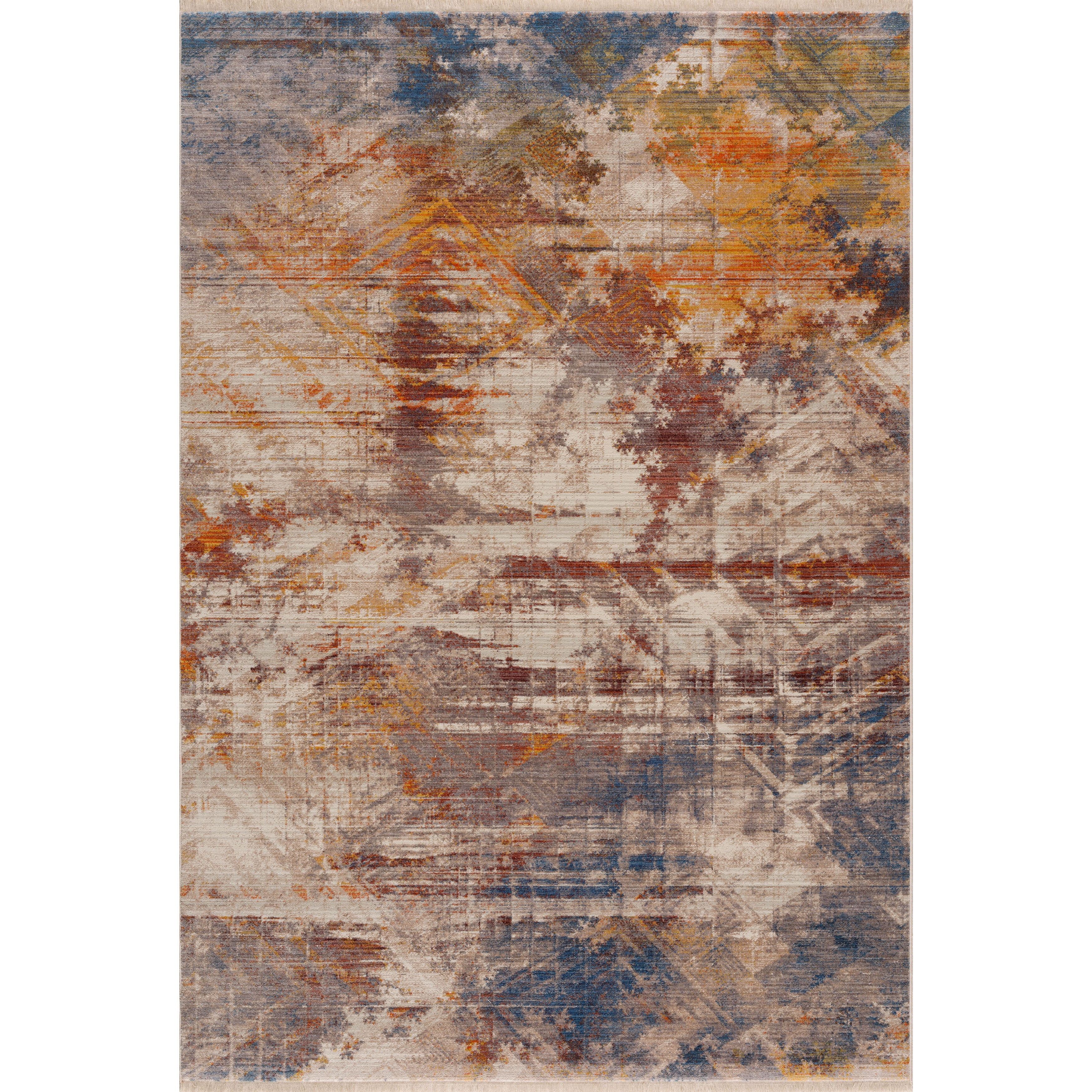 Abstract Gray Distressed Synthetic Area Rug, 4' x 6'