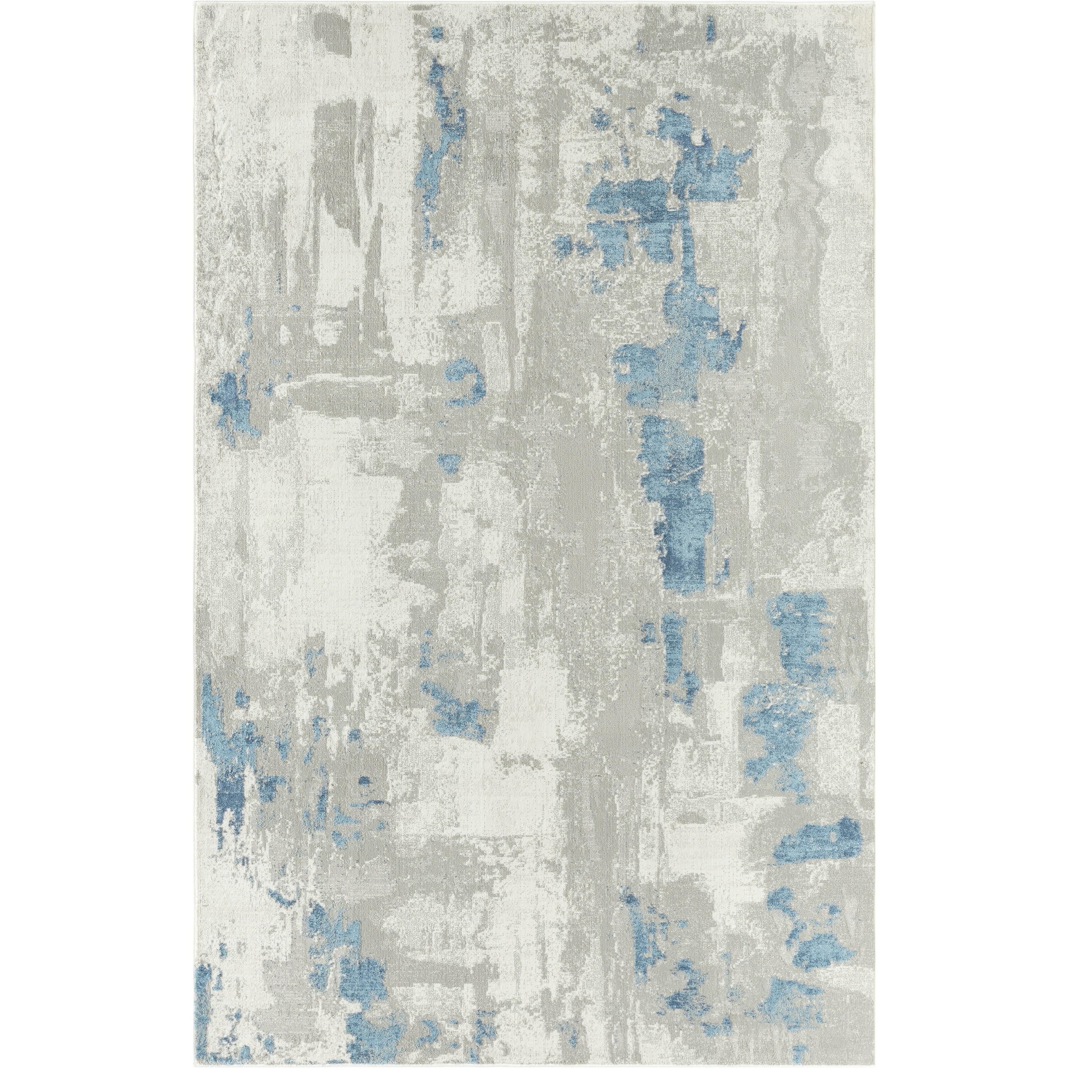 Gray Abstract Hand-Knotted Viscose Blend Area Rug, 4' x 6'