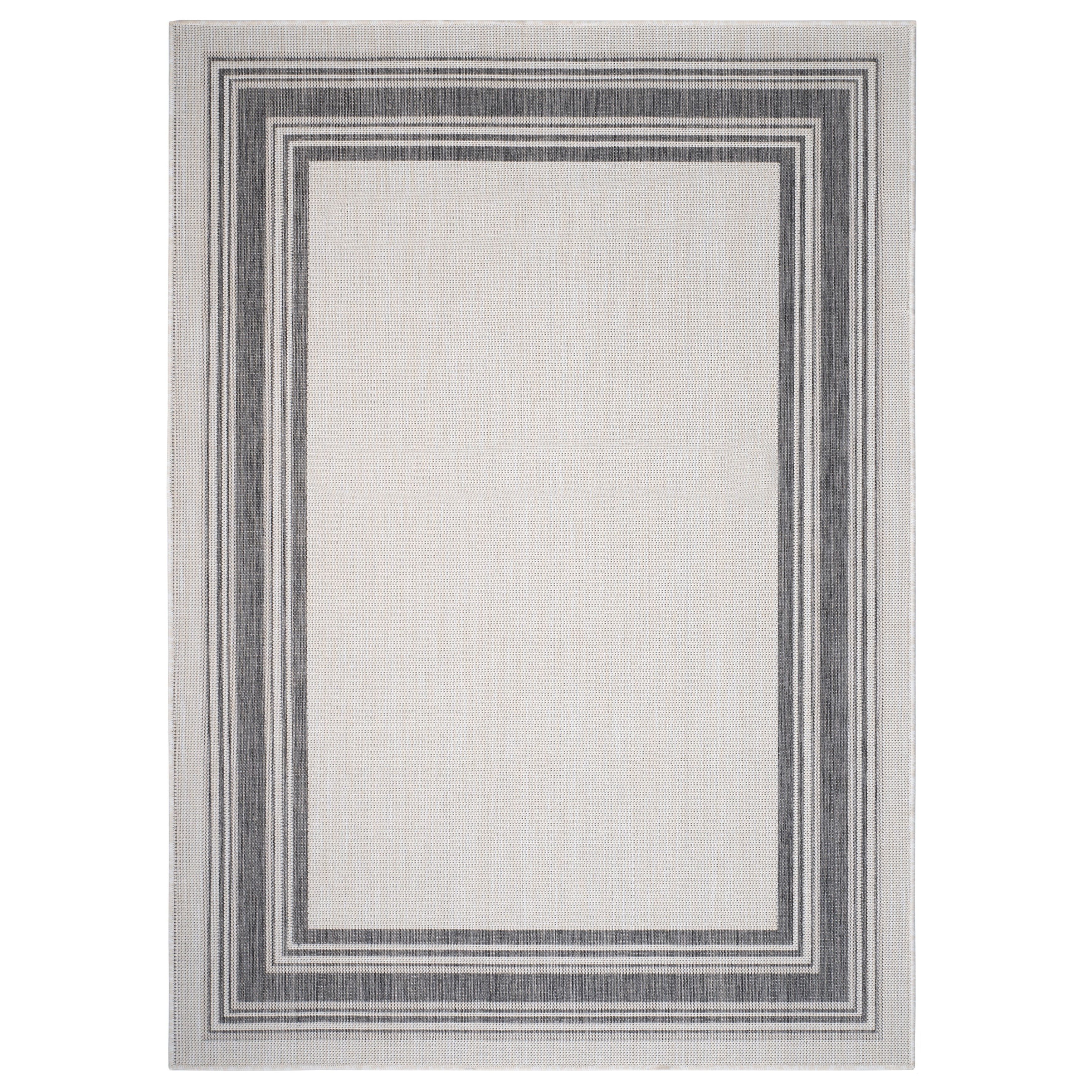 White Geometric Flat Woven Synthetic 5' x 7' Area Rug