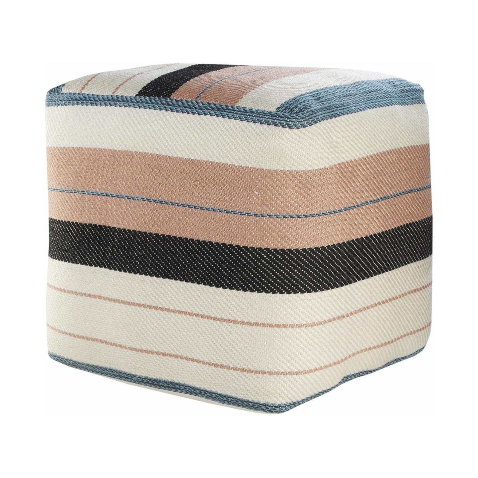 Multicolor Striped Polyester Indoor/Outdoor Pouf Ottoman