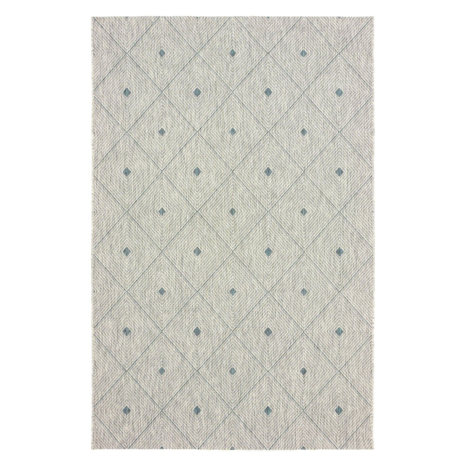 Serene Blue Geometric 5' x 8' Flat Woven Synthetic Area Rug