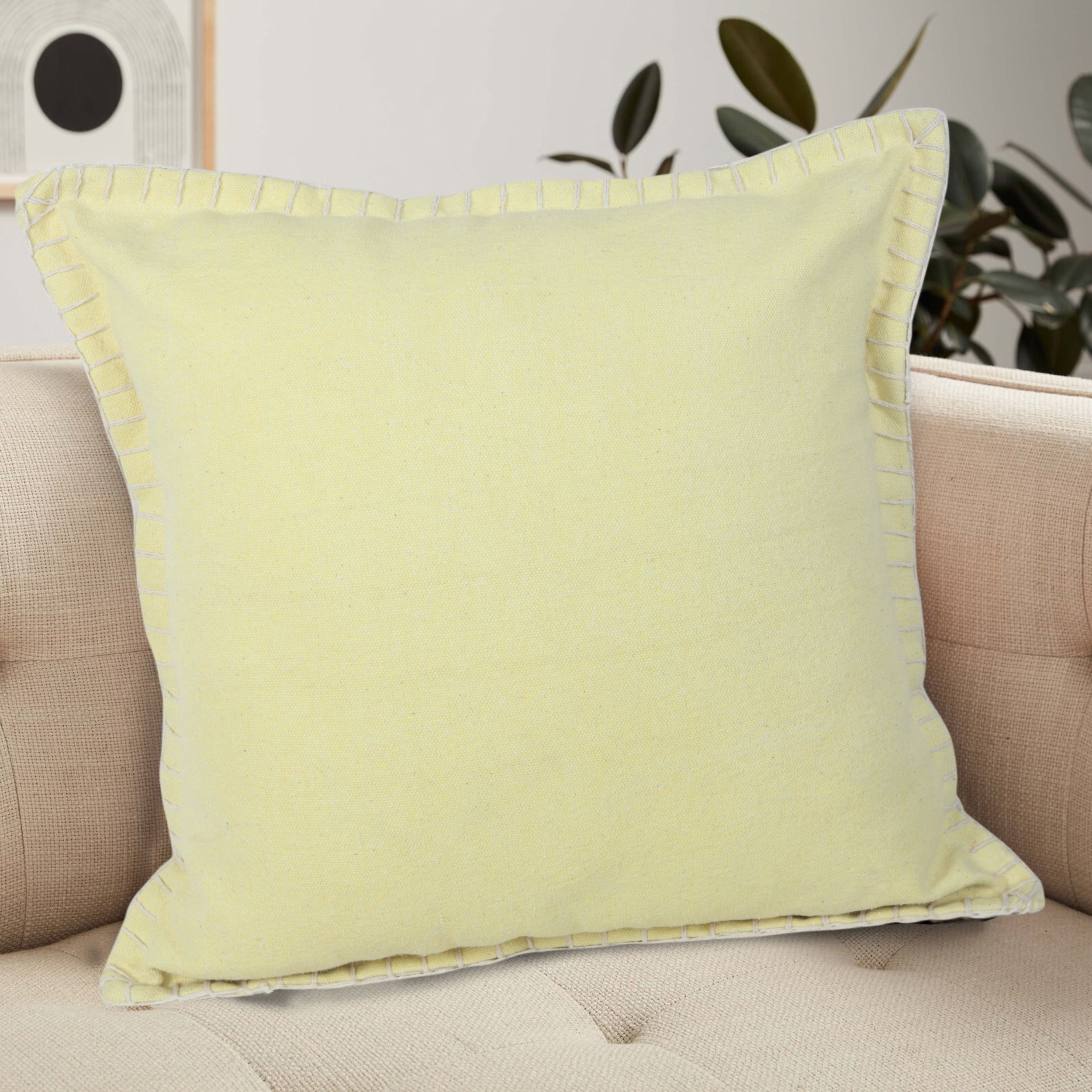 Lemonade Cotton Embroidered Square Throw Pillow Set