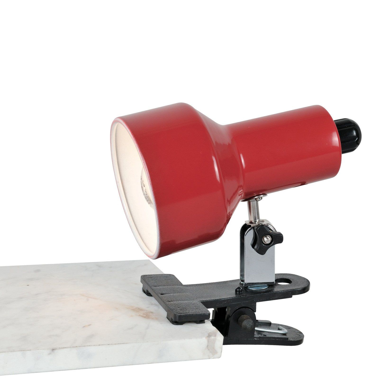 Adjustable Red Metal Clip-On Shelf Lamp