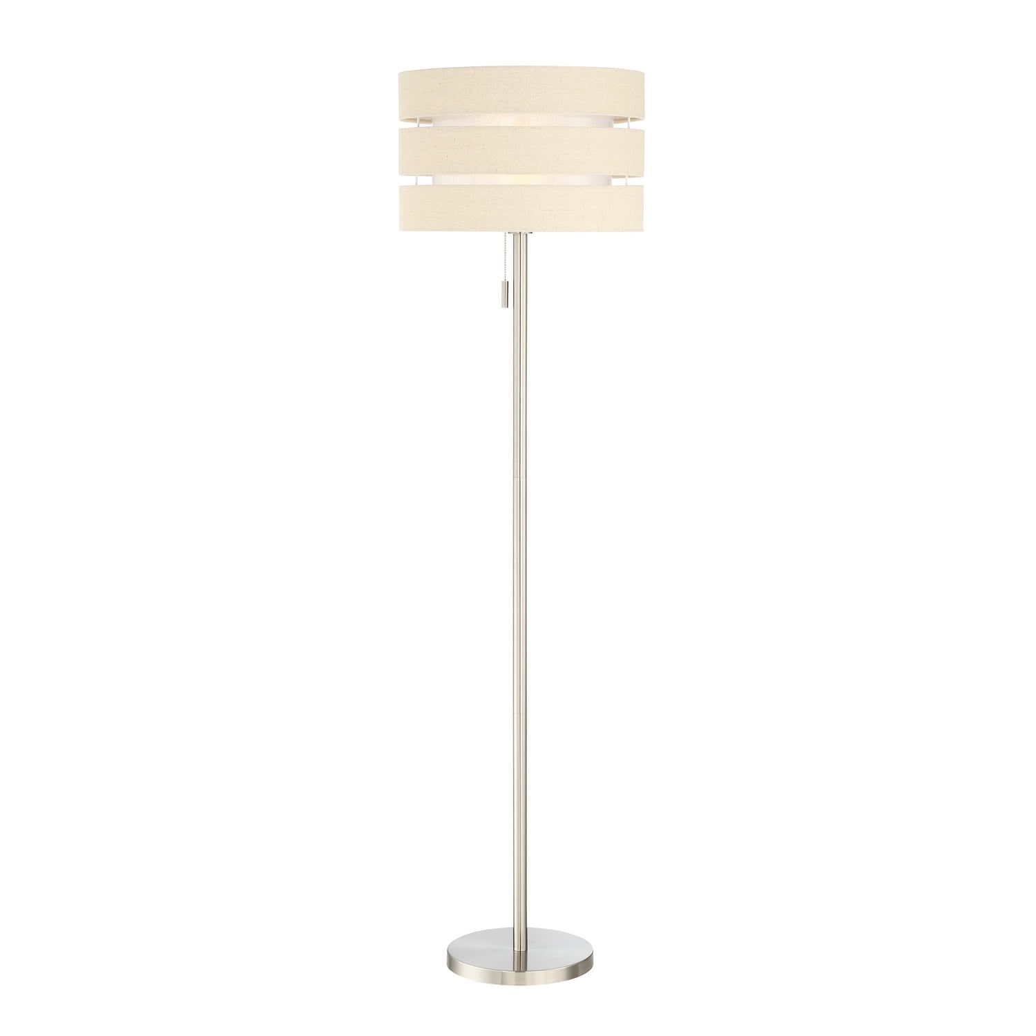 Brushed Nickel 60.5" Floor Lamp with Beige Linen Shade