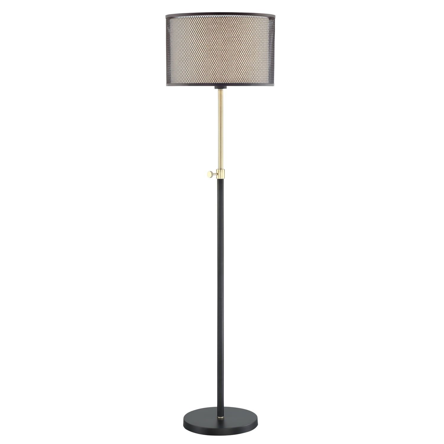 Elena Coffee Gold Metal Net Floor Lamp with Fabric Shade, 15.75" W x 62.5" H