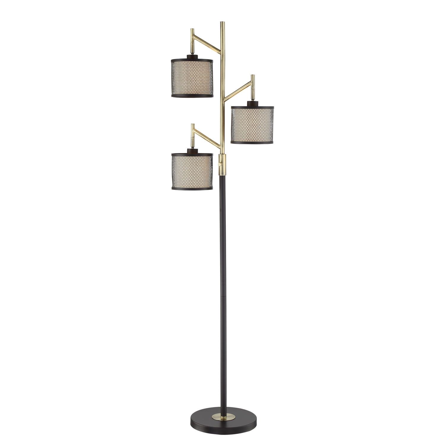 Elena 66" Tall Coffee Metal Net and Fabric Floor Lamp with 3-Way Switch