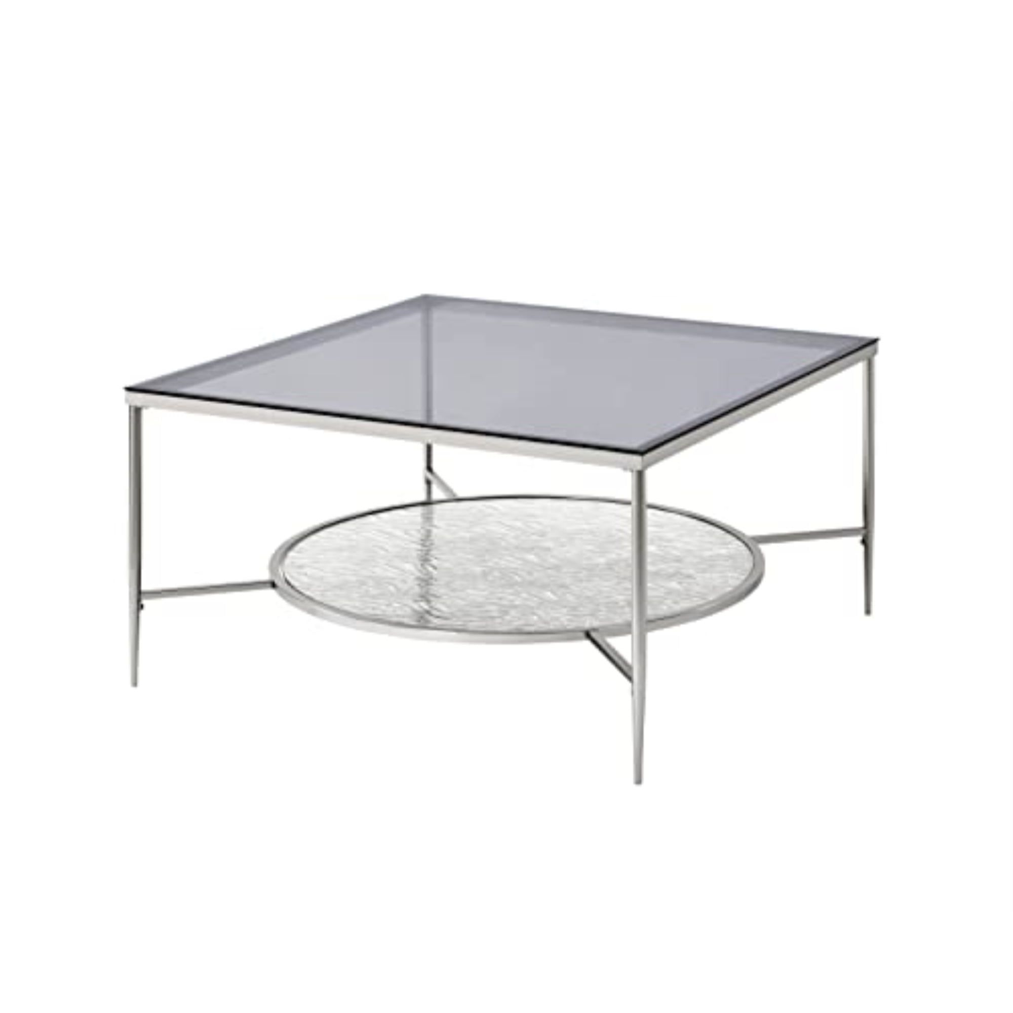 Adelrik Square Chrome and Glass Coffee Table with Storage