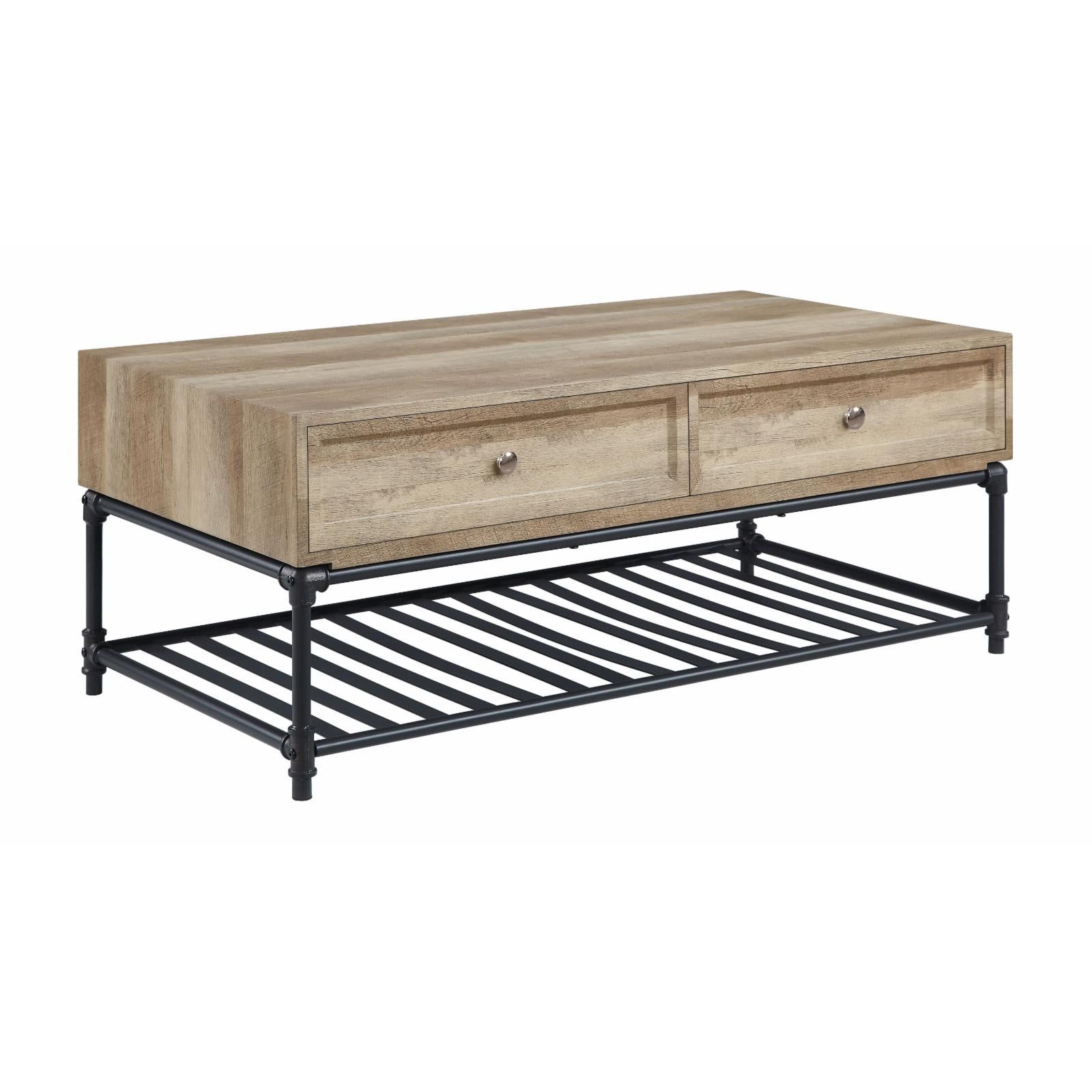 Brantley Rectangular Oak & Sandy Black Coffee Table with Storage