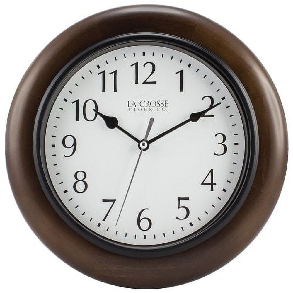 Linwood 10" Brown Pine Analog Wall Clock with White Dial