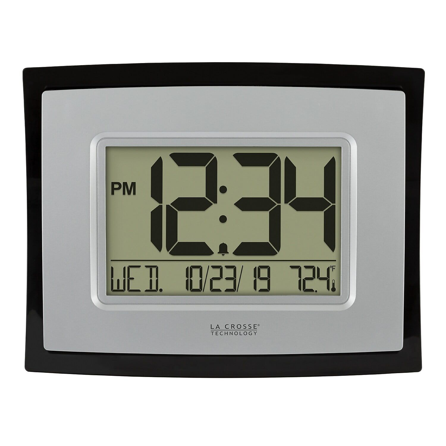 8.7" Black and Silver Digital Indoor Wall Clock