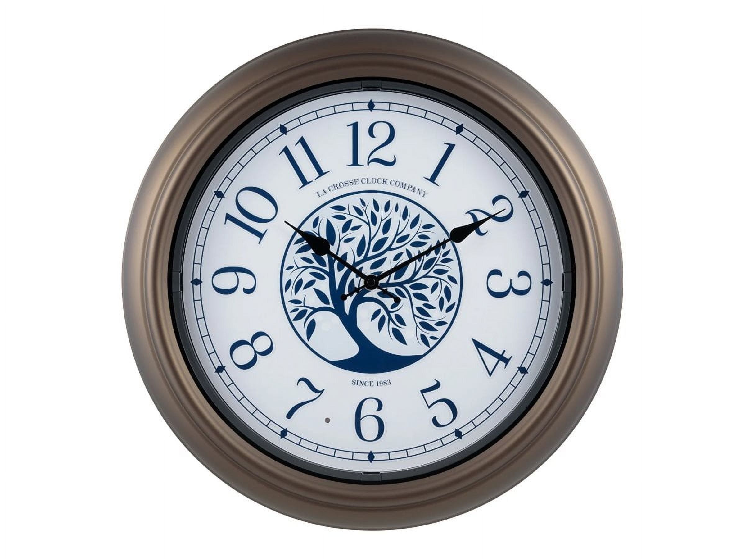 Bronze 18" Weather-Resistant Analog Wall Clock with Night Light