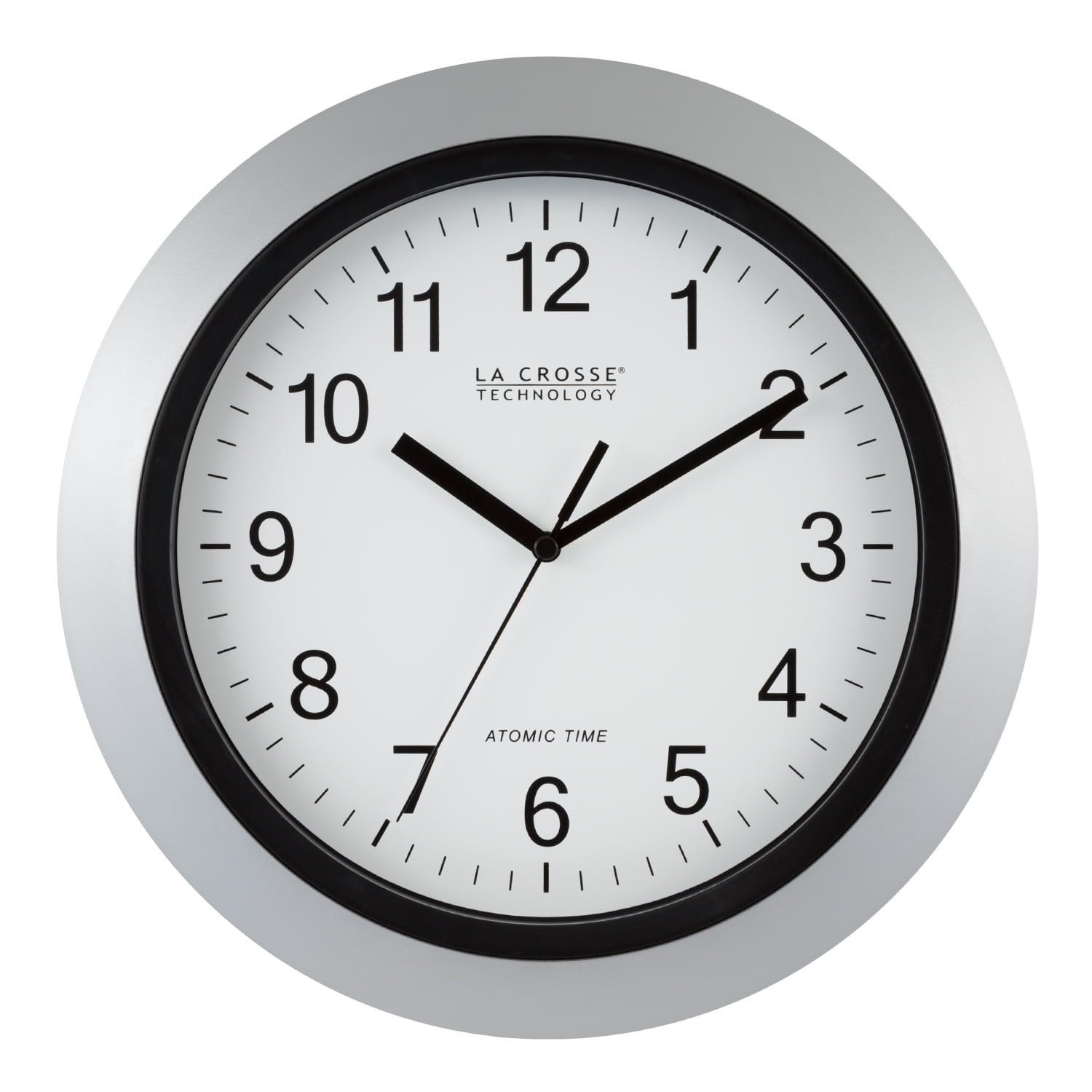 La Crosse 12" Silver Atomic Analog Wall Clock with Daylight Saving