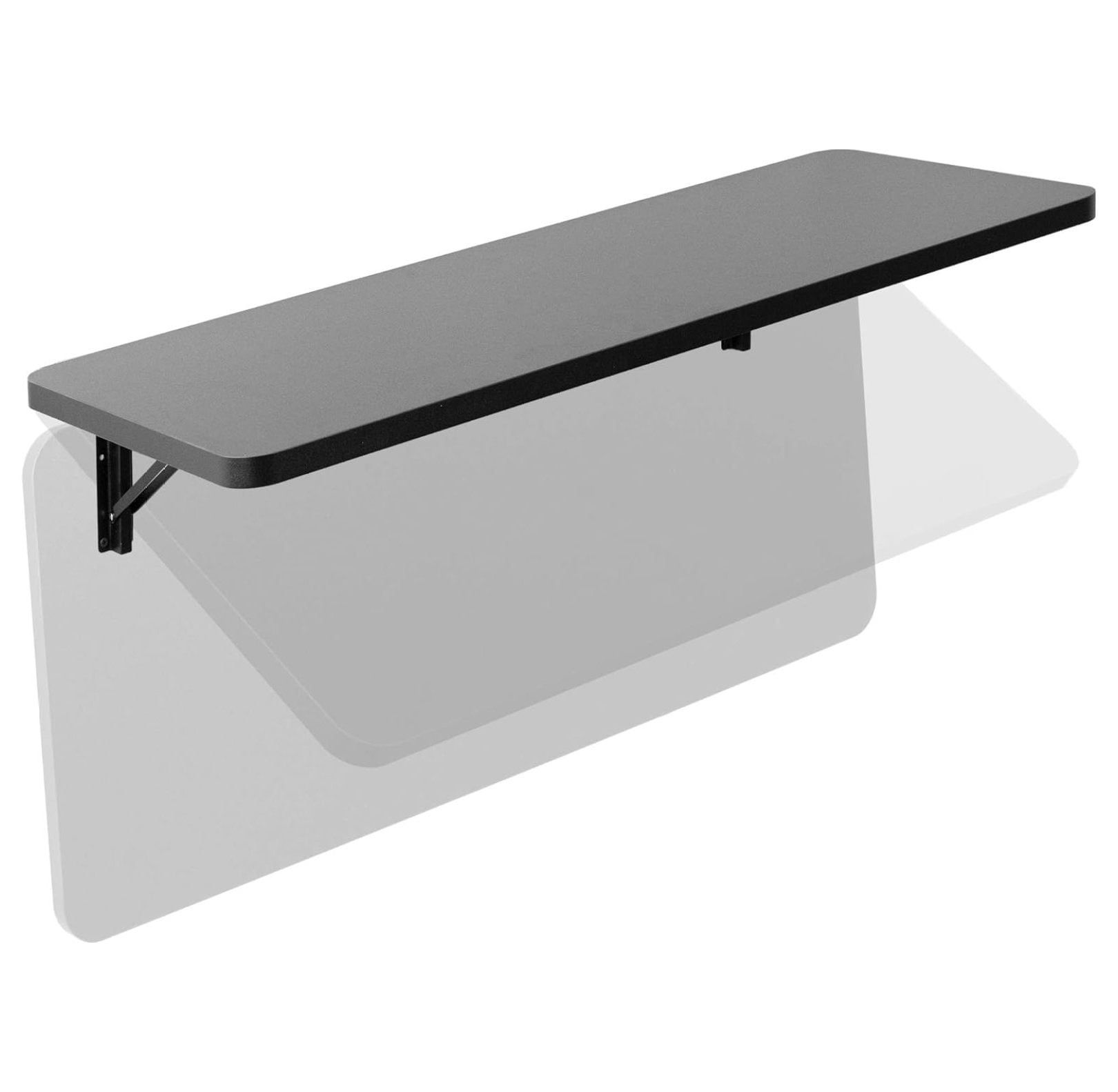 Black Wall Mounted Folding 43'' Workbench with Steel Brackets