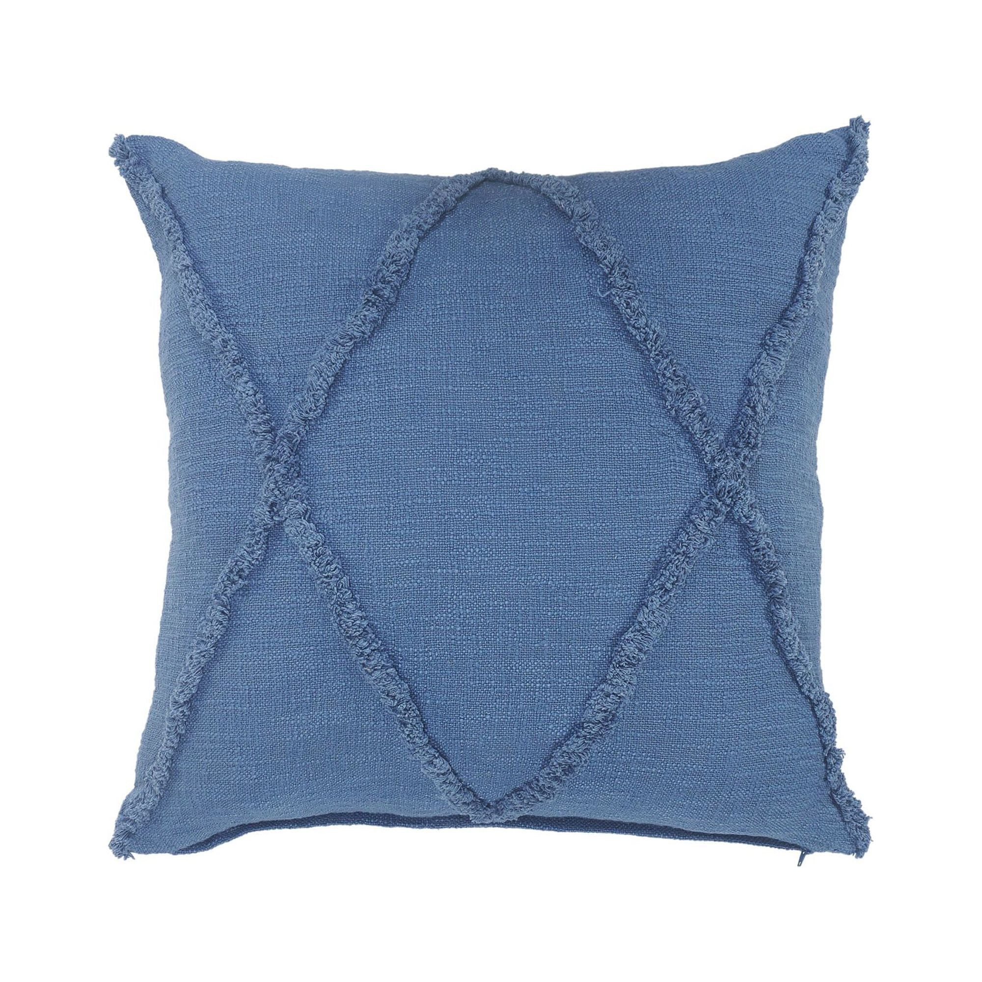 Navy Blue Cotton Diamond Tufted Square Throw Pillow 18"