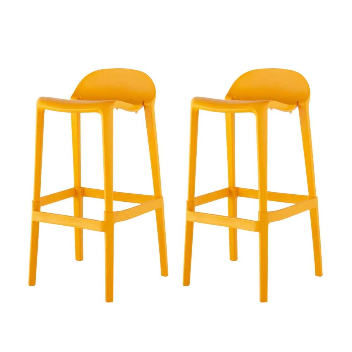 Joyous 35" Orange Resin Saddle Style Bar Stool Set