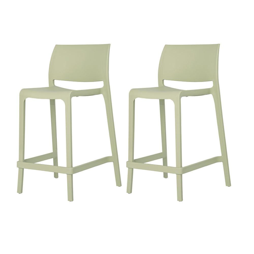 Wasabi Green Climate Resistant Resin Counter Stool Set of 2