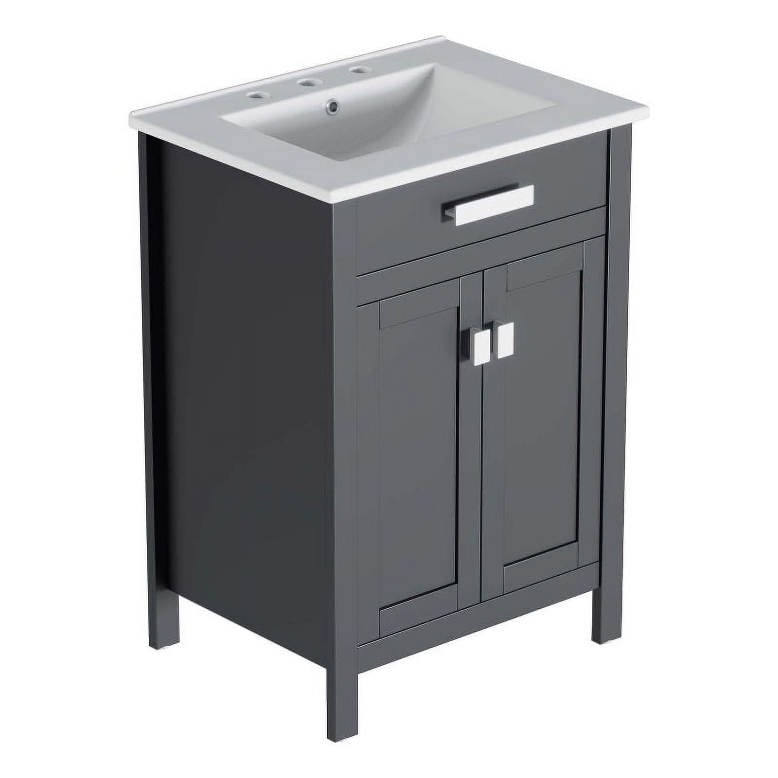 Laguna 24" Gray and White Modern MDF Ceramic Bathroom Vanity