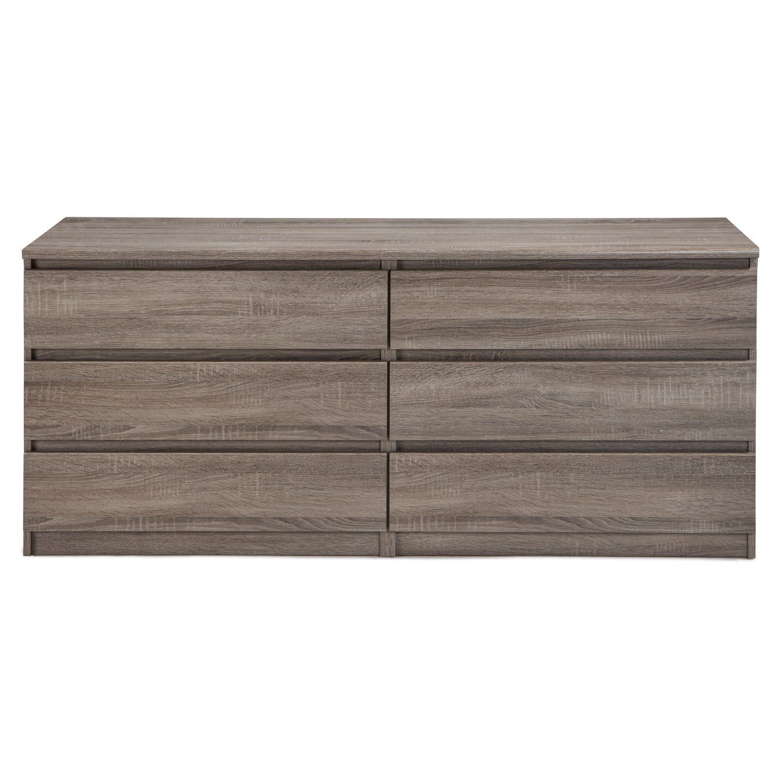 Truffle Maple 6-Drawer Double Dresser with Metal Glides