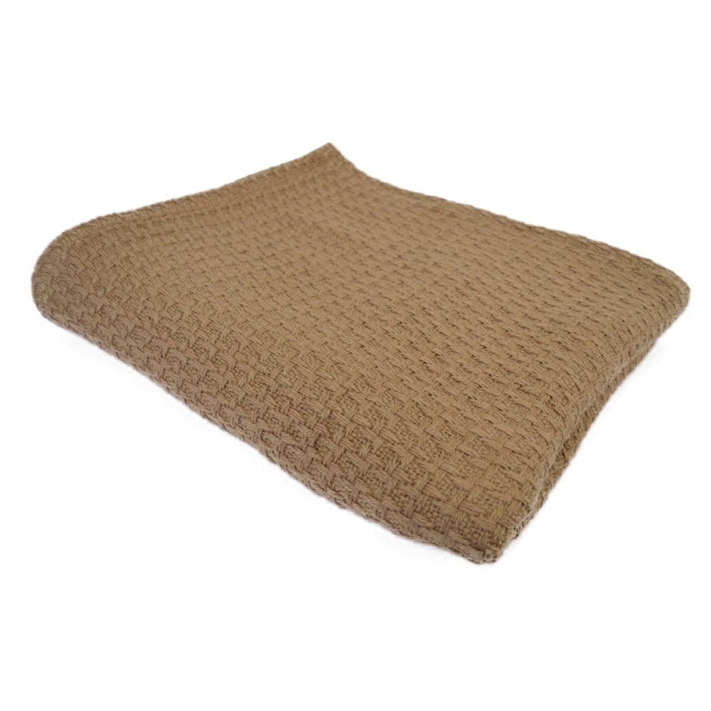 Taupe Cotton Waffle Weave Throw Blanket 50" x 60"