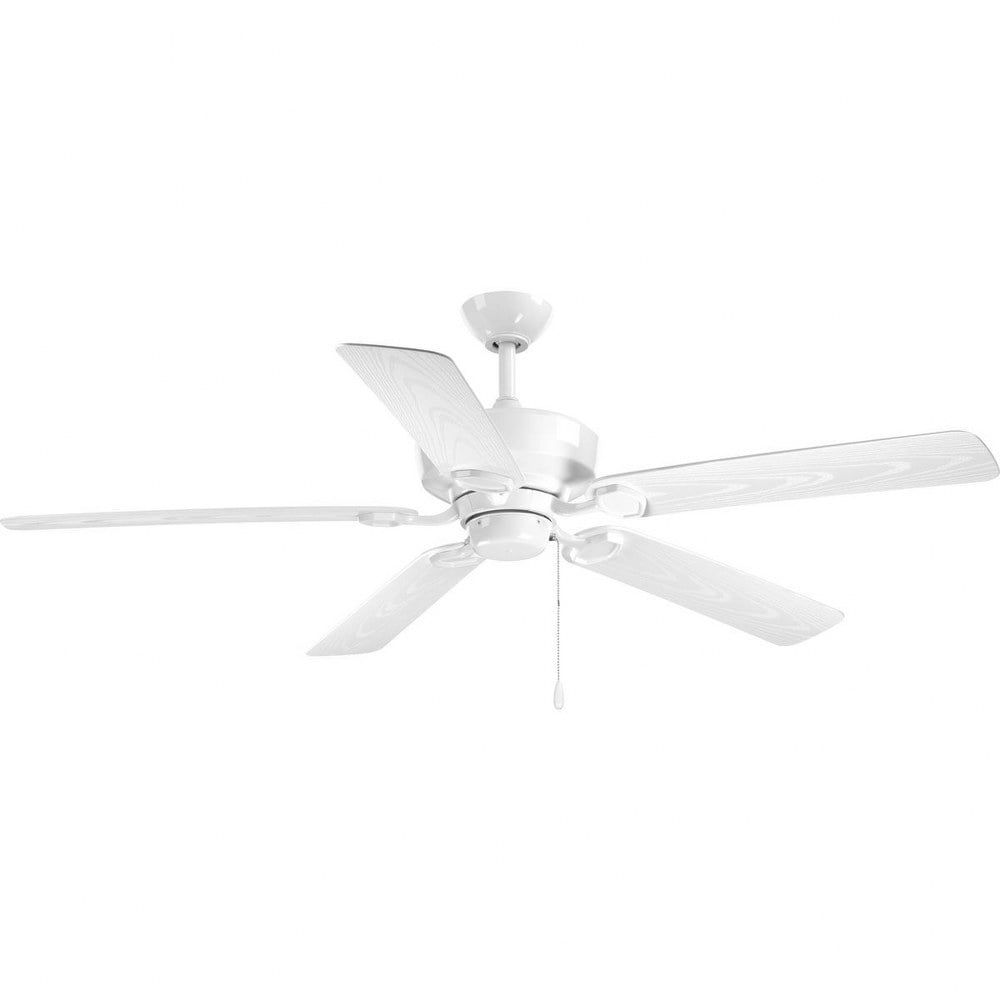 White 60" Steel 5-Blade Ceiling Fan with Remote